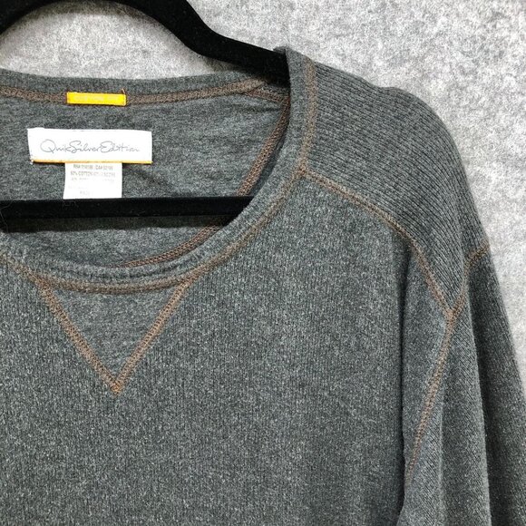 Quiksilver Editions Long Sleeve T Shirt Mens L Gray Crewneck Thermal - Picture 7 of 11